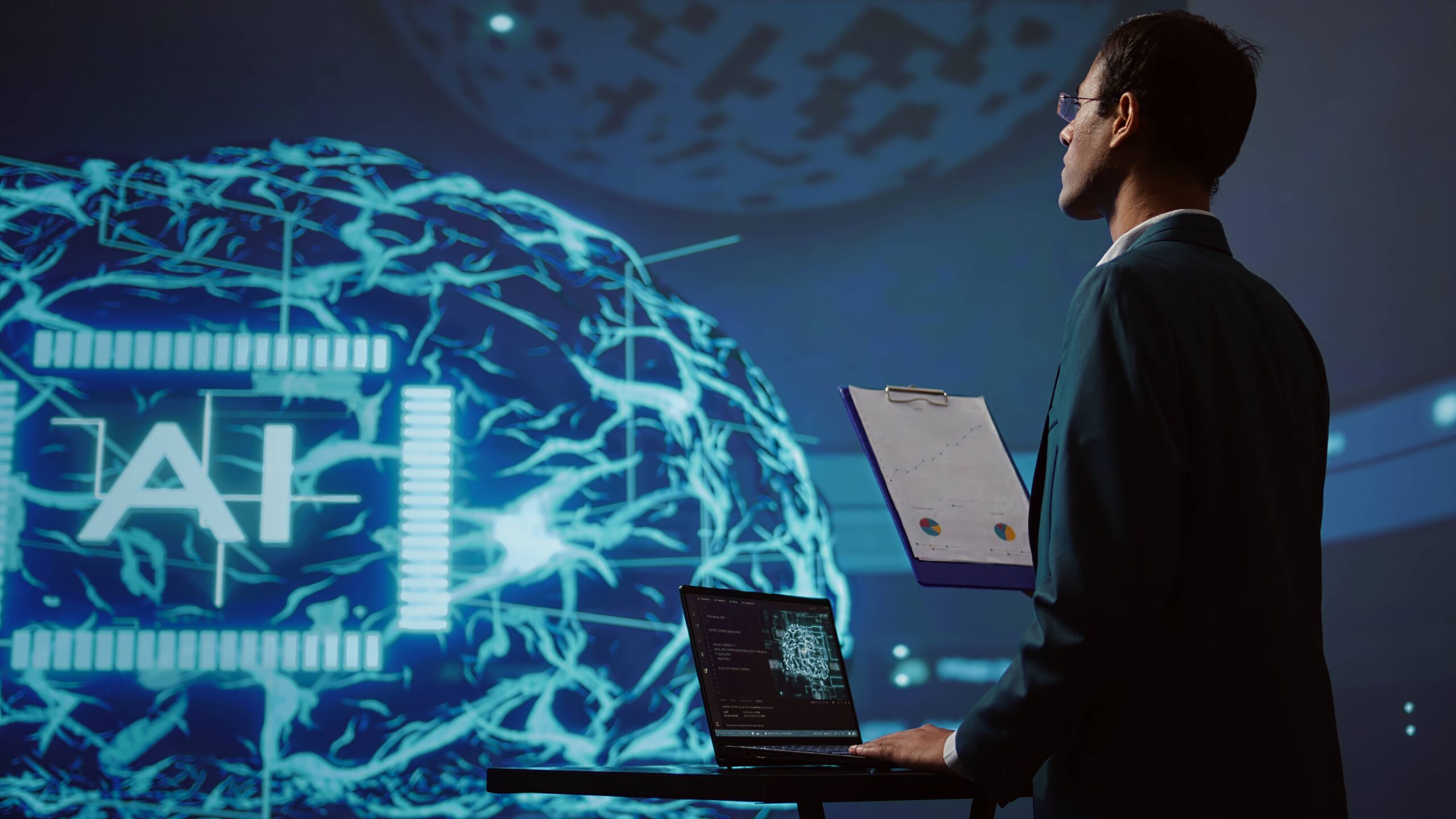 Technologia sztucznej inteligencji i praca z laptopem