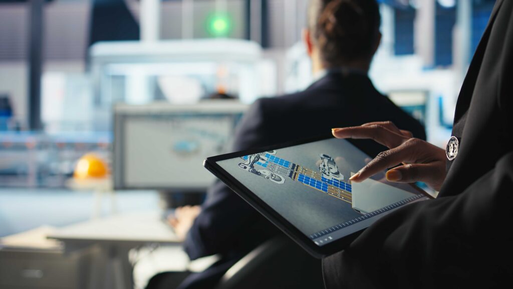 Projektowanie wirtualne na tablecie w biurze