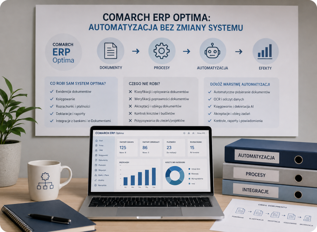 ERP Optima system automation and document management tools.