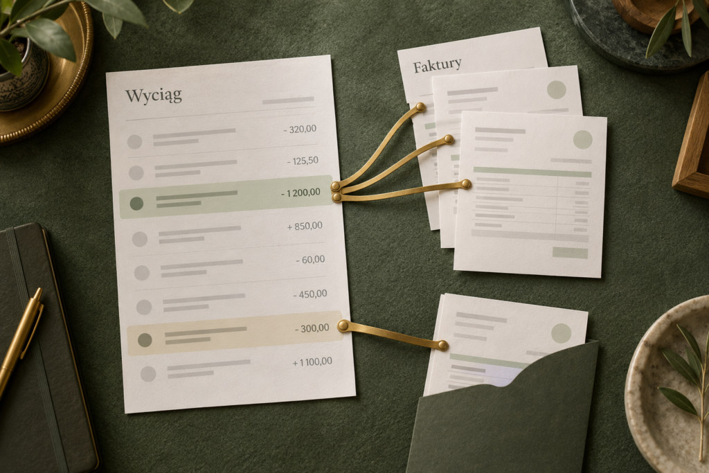 Financial documents and invoices on table surface.
